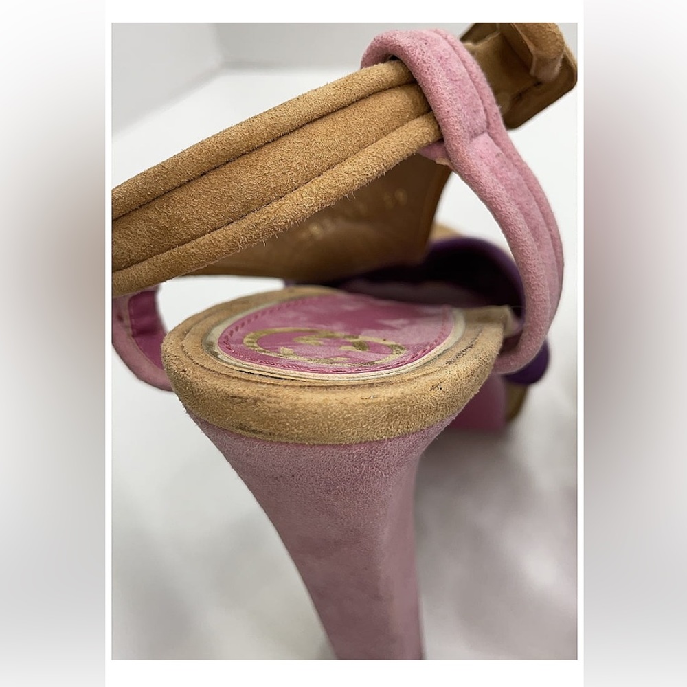 Authentic Gucci Two Tone Suede Platform Heels - Picture 9 of 13